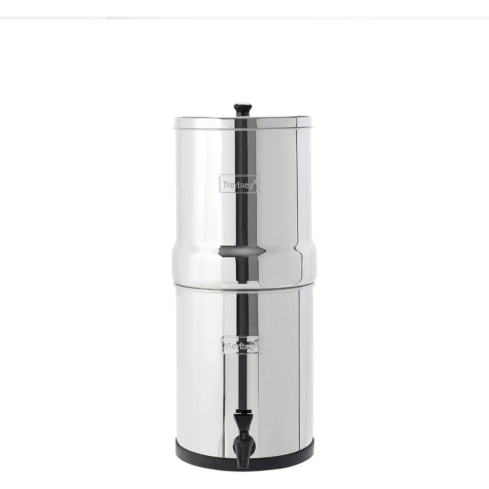 

Gravity-Fed Water Filter with 2 Black Berkey Elements–Enjoy Potable Water While Camping, RVing, Off-Grid, Emergencies,