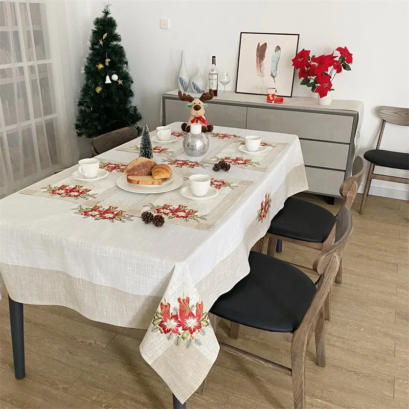 EDM KONI modern simple decoration Christmas New Year candle three-dimensional embroidery table cloth table flag tablecloth