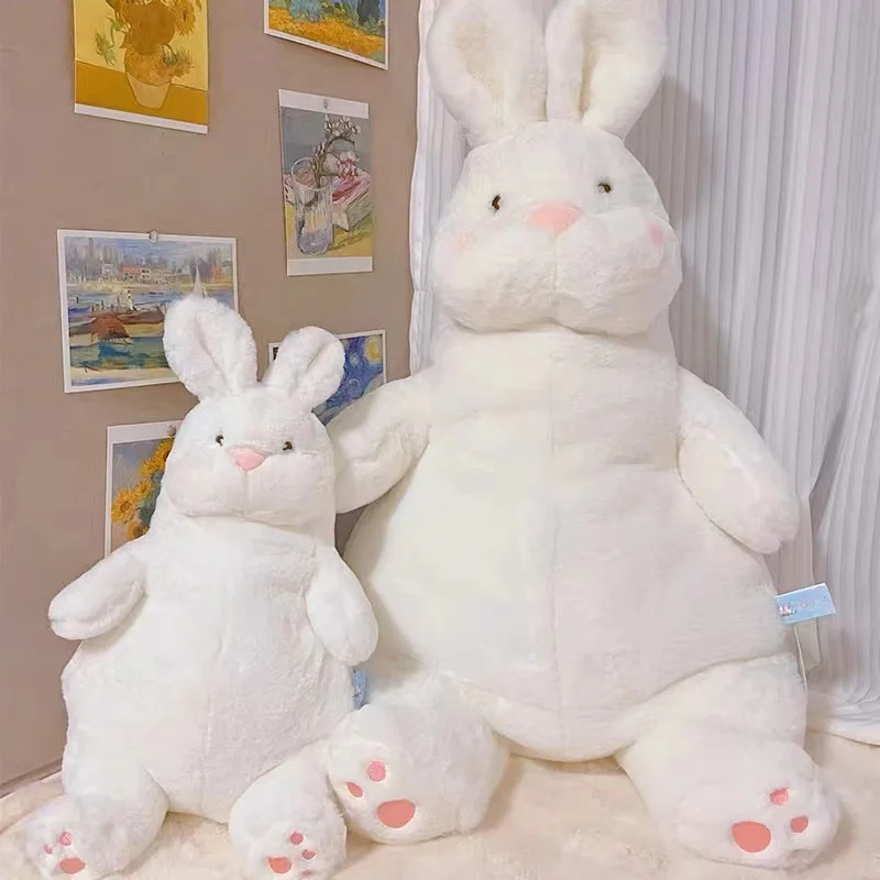 Big Lazy Rabbit Plush Dolls Soft Cute White Bunny Animal Toy Baby Sleep Pillows Kawaii Cushion Decor for Kids Girl Birthday Gift