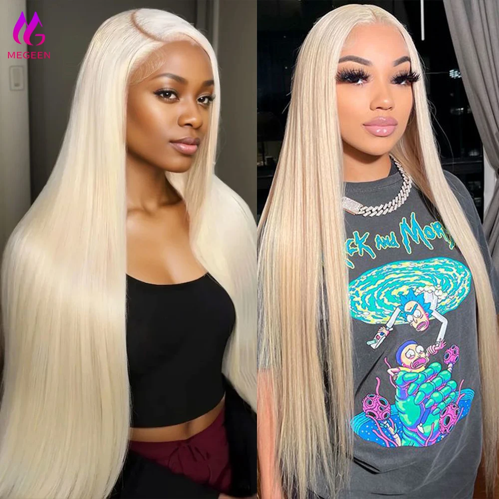 Megeen натуральные волосы 13x4 HD прозрачные кружевные передние al парики 100% человеческие волосы блонд 613 парики могут быть окрашены на сетке передние парики предварительно выщипанные