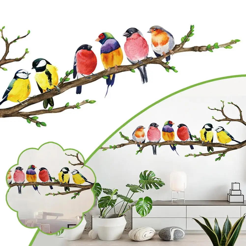 30*60cm Birds Branch Wall Stickers For Children's Bedrooms Kindergartens Self-adhesive Stickers Mural Art Decal Wallpaper O6M7