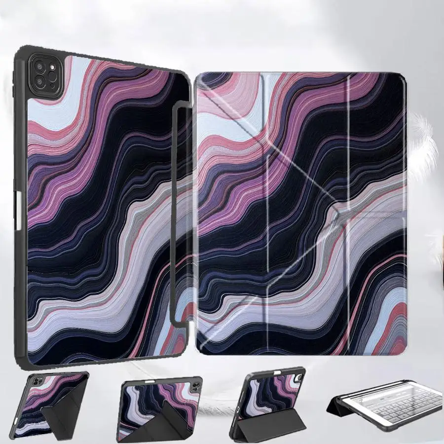 

Tablet Case For iPad Air 4 5 M3 M2 M4 11inch Pro 11th 10th 9th 8th 7th 12.9inch Mini 6 7 Pro 2025 Holder Cover Marble Wavy