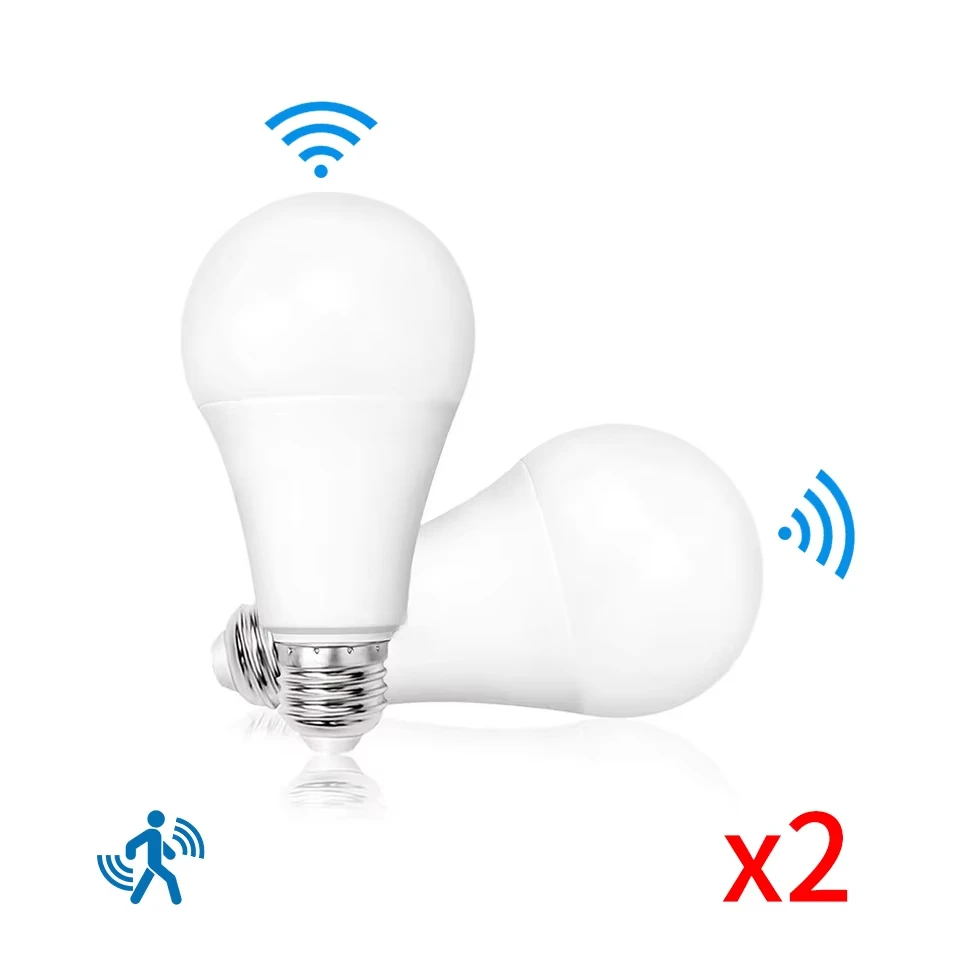 2pc Radar Motion Sensor Light Bulb E26 110V 6W LEDNight Light Bedroom Garden LED Bulbs For Home