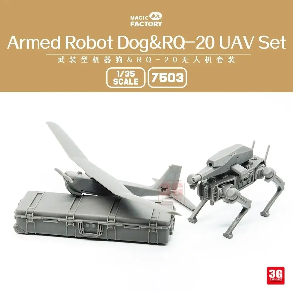 MAGIC FACTORY 7503 1/35 Armed Robot Dog&RQ-20 UAV Set Model Kit