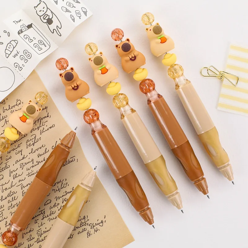 12pcs/lot Kawaii Capybara Press Gel Pen Cute 0.5mm Black Ink Signature Pens Stationery Gift School Writing Supplies