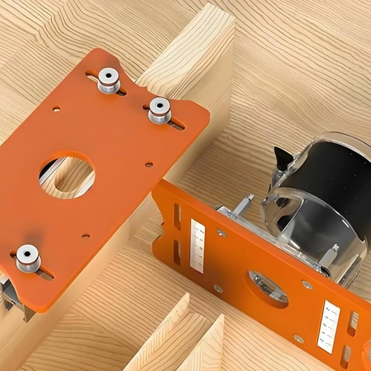 

Dual-Purpose Router Slotting Bracket & Guide Base, Concealed Joinery System for Furniture Construction, Discreet Fastener Tool