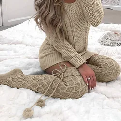 Autumn And Winter Warm Tight Socks Sexy Kawaii Solid Over Knee Socks Knitted Bow Decoration Women's Casual Home Thick Socks