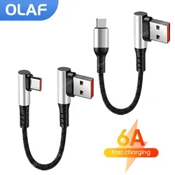 Olaf 25cm/50cm USB Type C Cable 6A Short Type C to Type C Fast Charging Data Cord For iphone 15 Samsung Power Bank USB C Cable
