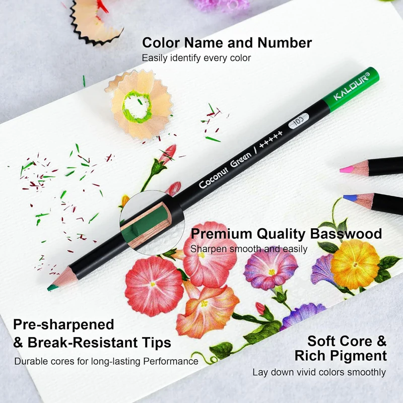 KALOUR 72 Colors Colored Pencils Set Soft Core Professional Drawing Sketching Pencil Art Supplies for Artist Students Adults
