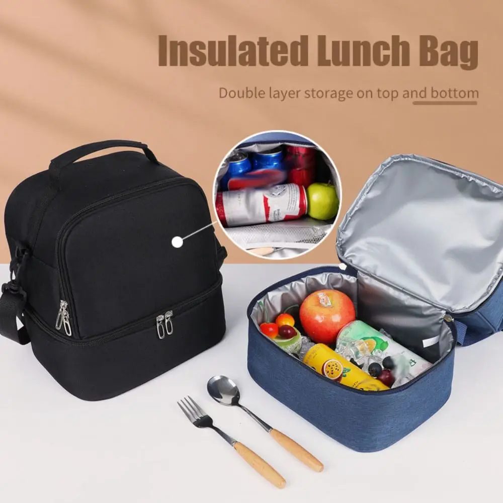 

Ox Cloth Insulated Lunch Bag Solid Color Food Hand Bags Tote Square Bag Cooler Lunch Box Bag Breast Milk Mommy Bag Children