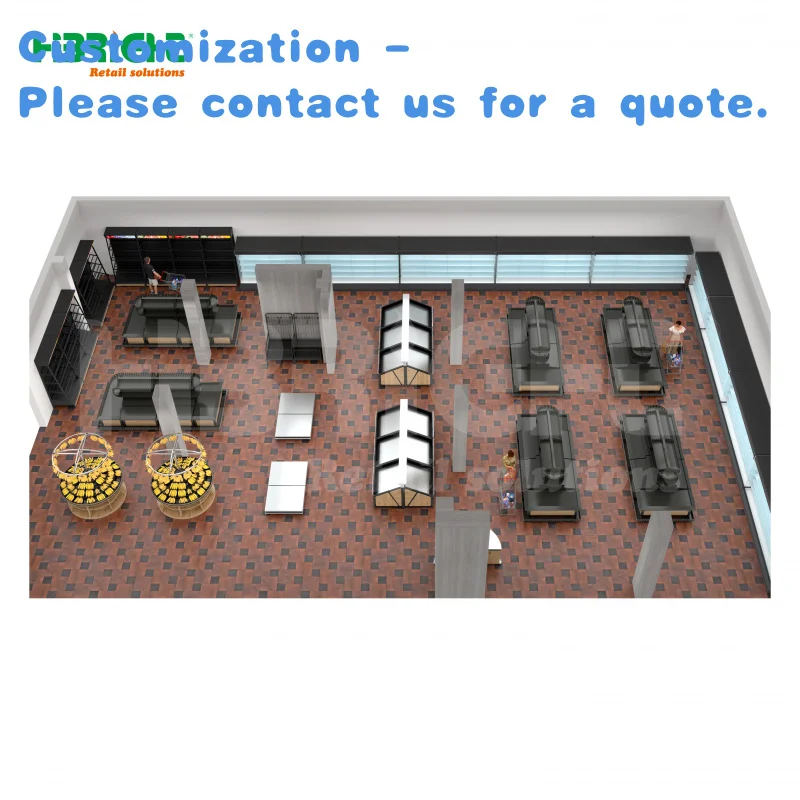 

custom.Heavy Duty Metal & Wood Supermarket Display Rack Grocery Convenience Store Produce Retail