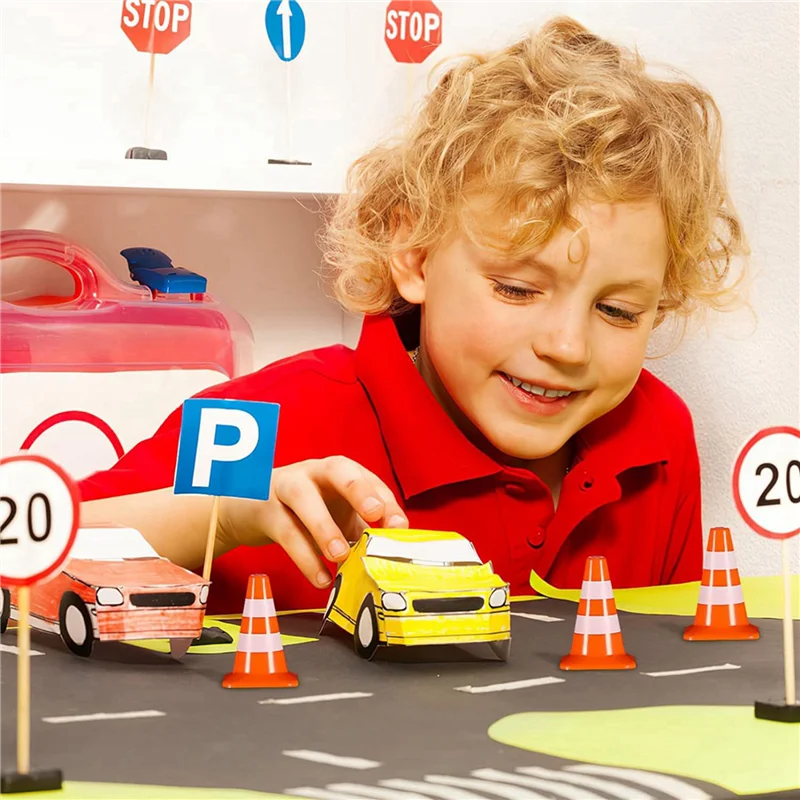 Mini-Verkehrskegel, 20 Stück, Miniatur-Straßenkegel, Baukegel, Verkehrskegel für Kinder, Verkehrszeichen