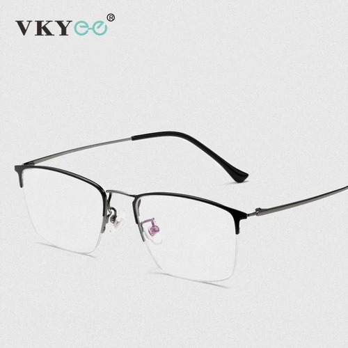 Imagen 2 del producto VICKY, nuevas gafas de lectura clásicas rectangulares de titanio para negocios, de media montura, antiluz azul, graduadas personalizables para hombres 8017JX