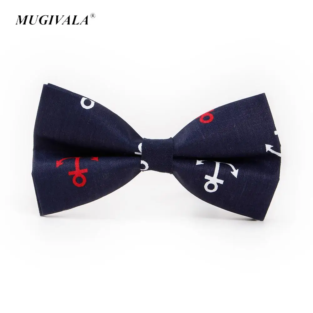 Fashion Anchor Pattern Cotton Bowtie for Men Groom Men Cravat Gravata Male Marriage Party Butterfly Wedding Blue White Bow Ties