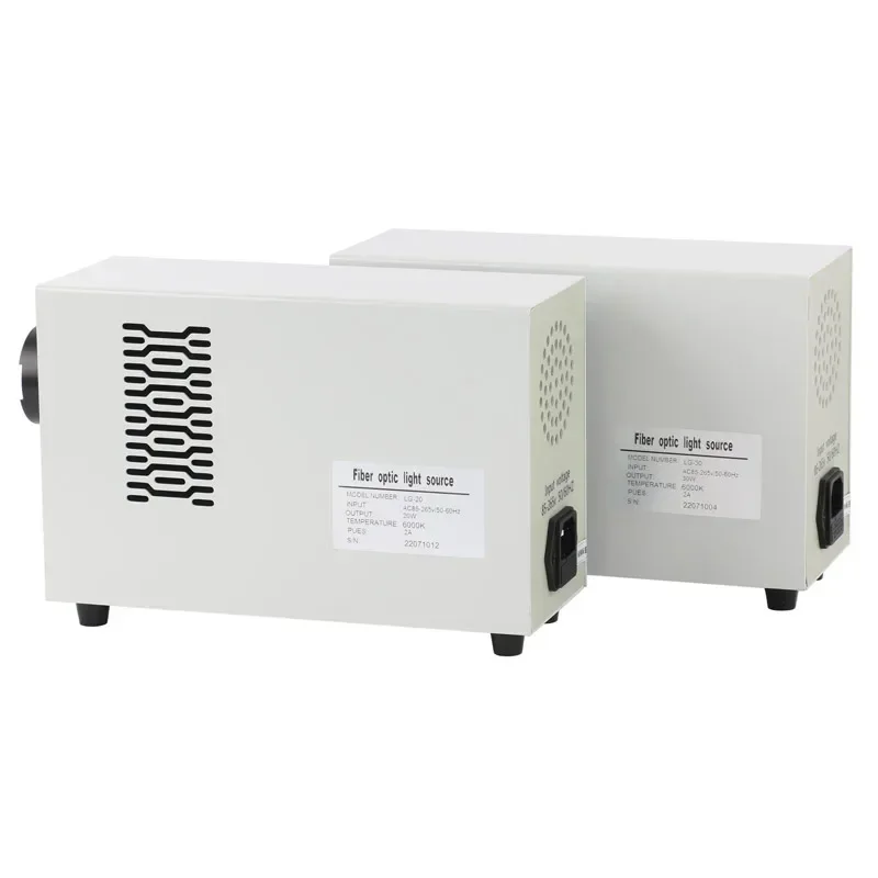 Illuminatore per microscopio con sorgente di luce fredda medica a LED 6500k 20W 30W Sorgente di luci a fibra ottica a LED Doppi luci a collo di cigno