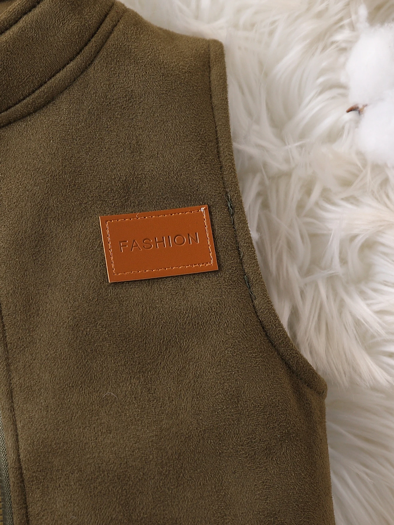 Jungen Winter Fleece-Weste Dicker Leder-Stehkragen Lässiger Reißverschluss Modische Kleidung für Kinder – Detail 5