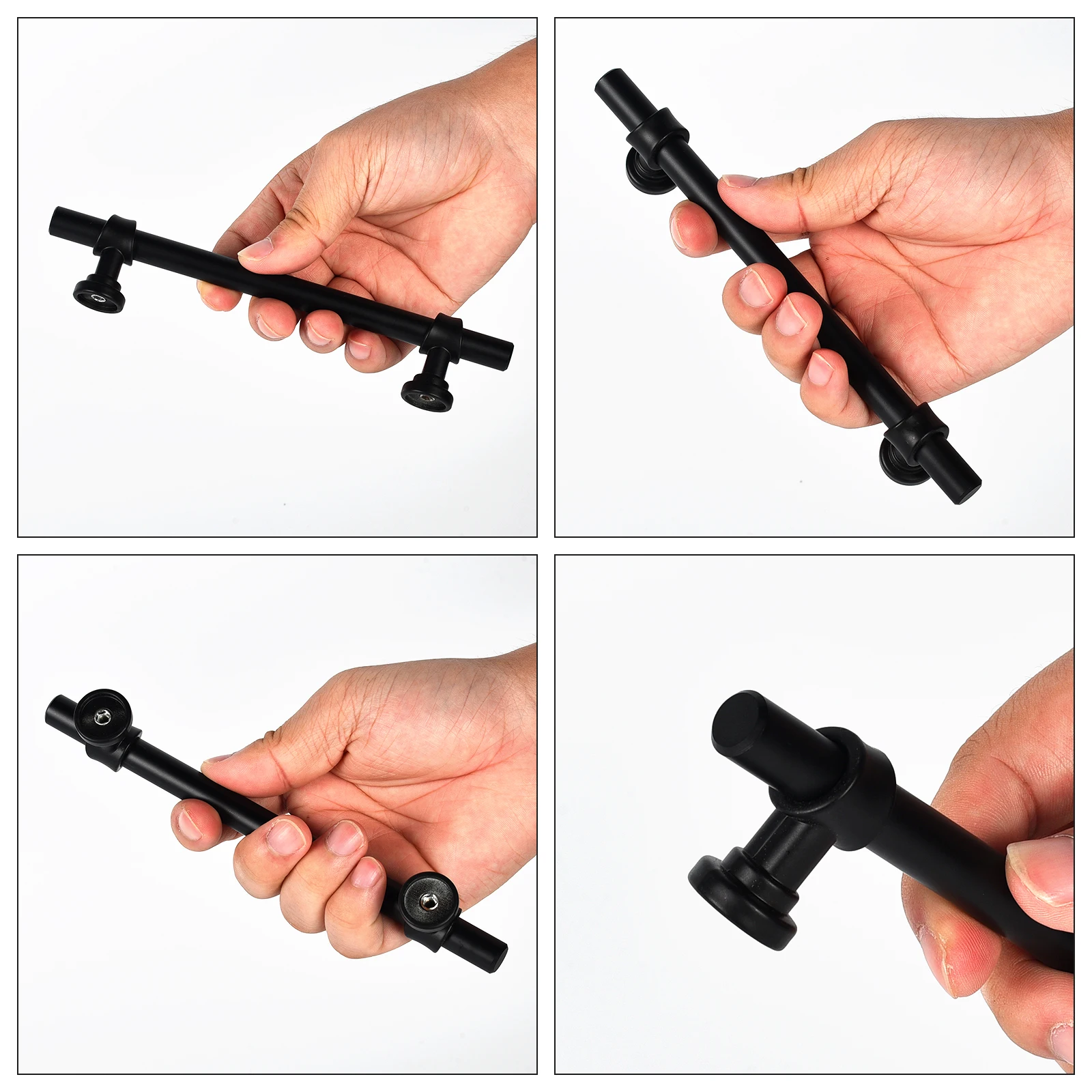 1/10PCS Kitchen Handle Stainless Steel T Bar Door Pull 96mm 128mm Cabinet Knobs and Handles Black Furniture Handle