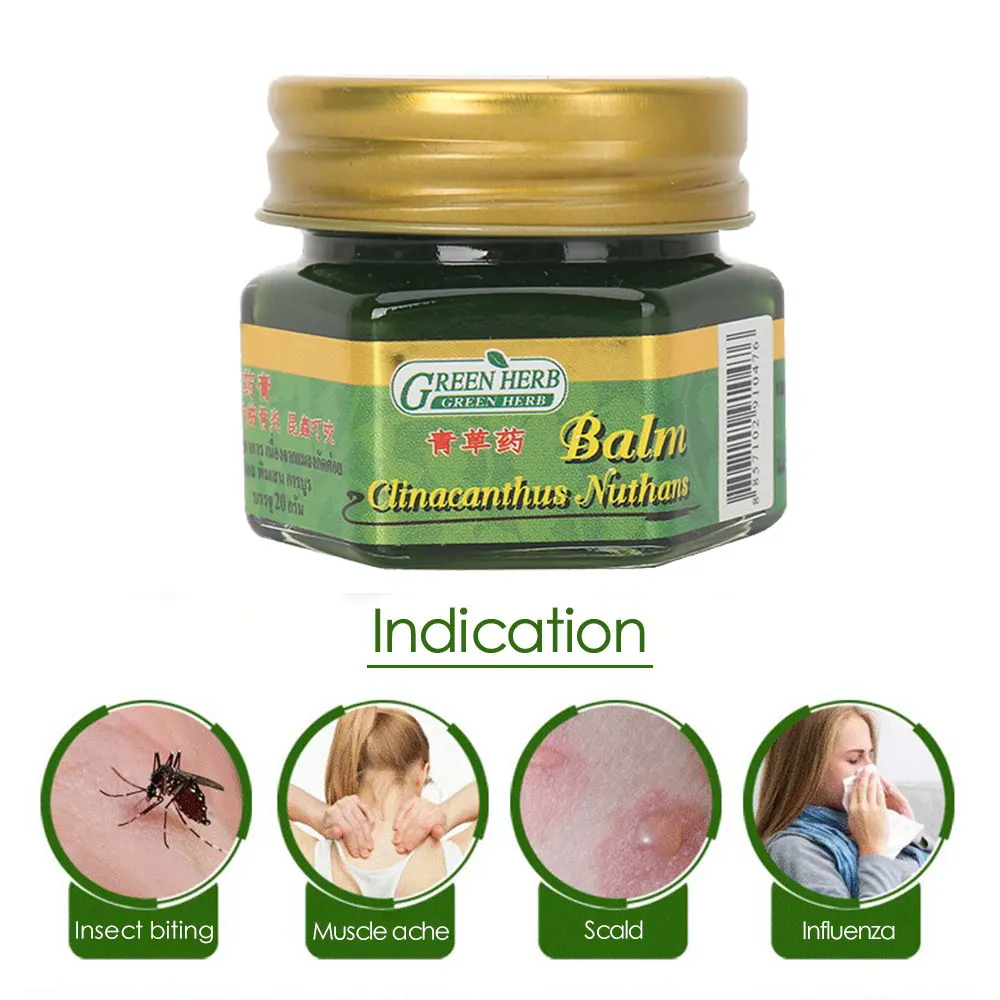 Thailand Green herb balm ointment Headache Dizziness Repellent Anti-mosquito Itching Swelling Green Balm