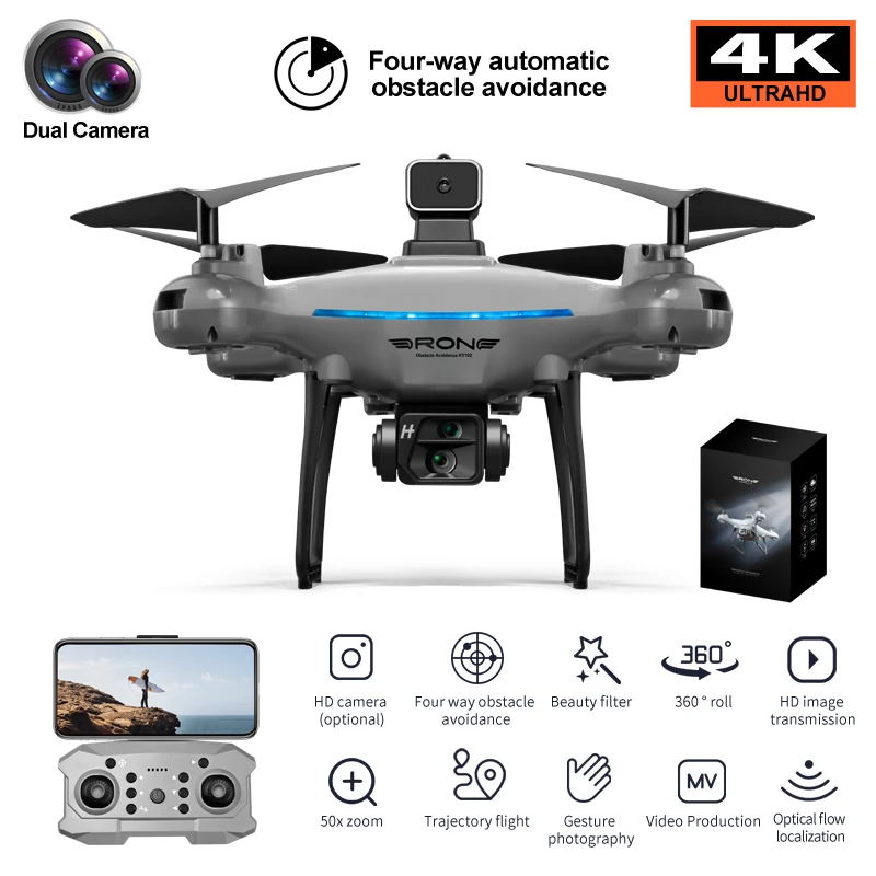 Drones 2.4G 4K Camera KY102 Genie Drone Optical Flow Hover Four-way Obstacle Avoidance Mobile Remote Quadcopter