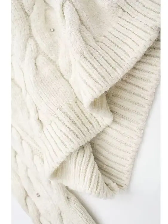 

HH Autumn Woman Bright Eight-strand Braid Wear Sweater Female Casual Street Style Long Sleeves Round Neck Solid Pullover Sweater