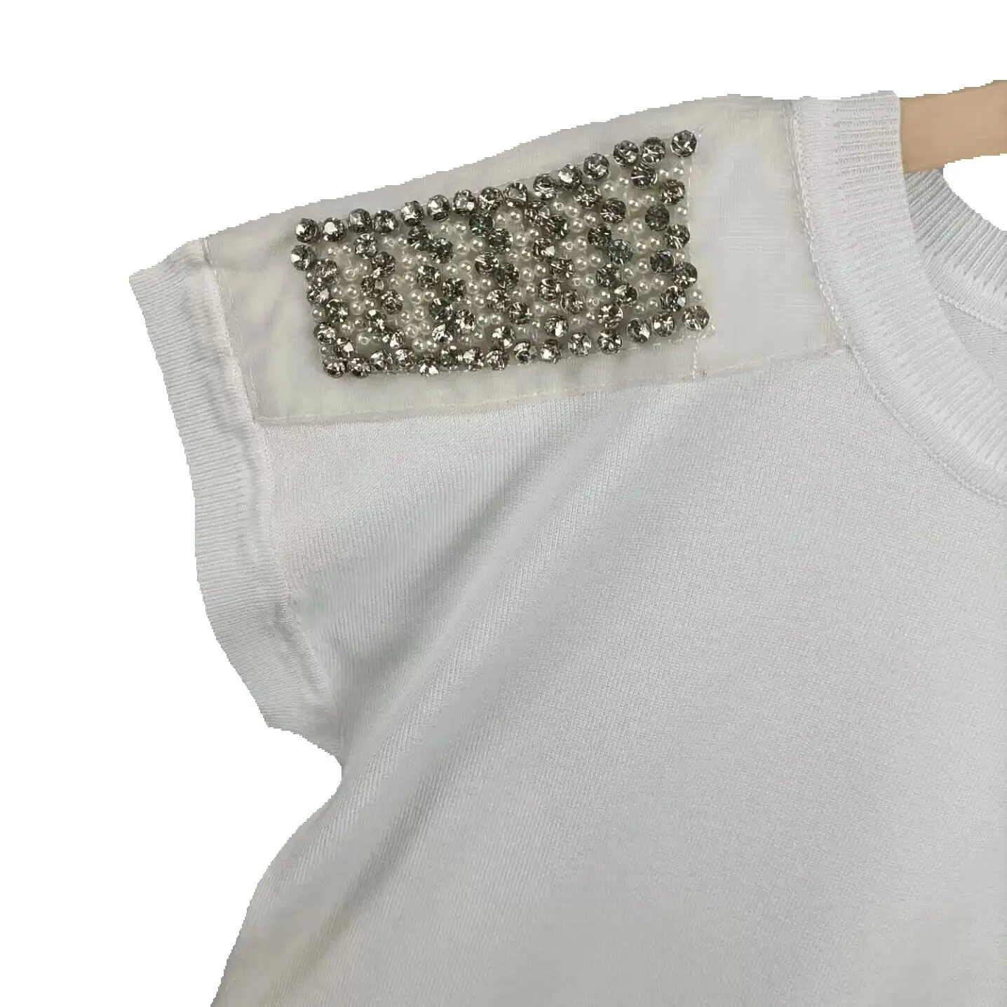 Abbigliamento estivo da donna Y2k senza maniche o collo con perle canottiere Camis Crop Vintage Cool Girl maglia moda coreana maglione Tee