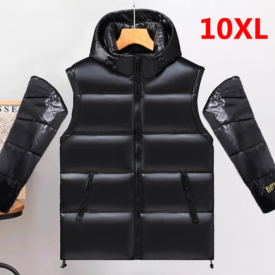 Winter Padded Jacket Men Waterproof Parkas Detachable Sleeves Jacket Coat Plus Size 10XL Fashion Winter Thick Jacket Windbreak