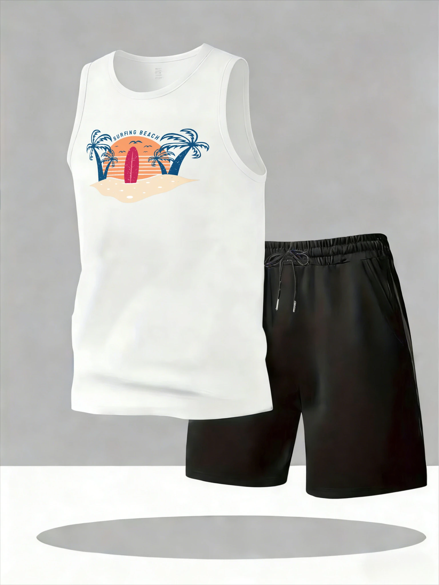 

Men's Tank Top Sets 2026 Summer Quick drying sports Tracksuit men running clothing set Breathable oversize crewneck seaside