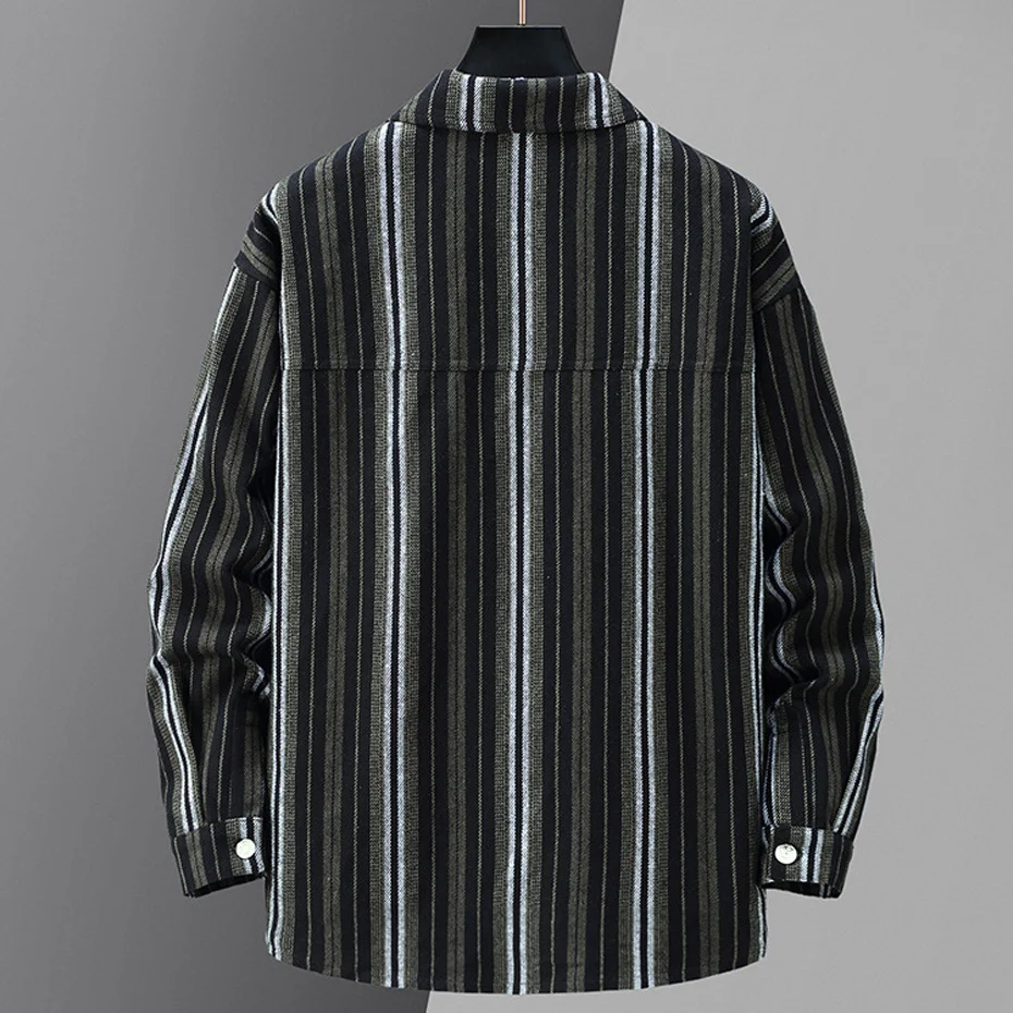 Vintage Stripe Jacket Men 11XL 10XL Plus Size Cargo Jacket Coat Spring Autumn Stripe Jackets Male Big Size Outerwear