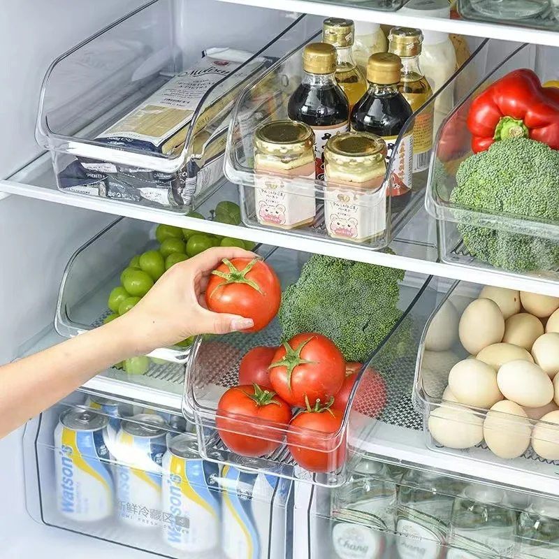 Open Refrigerator Storage Box Food Grade PET Crisper Household Vegetables Fruits Drawer Kitchen Refrigerator Desktop Organizer