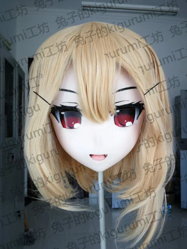 (Conejo 733) Máscara de muñeca BJD de chica bonita travesti, la encarnación del diablo escarlata, dibujos animados de Anime japonés, Rumia de silicona realista