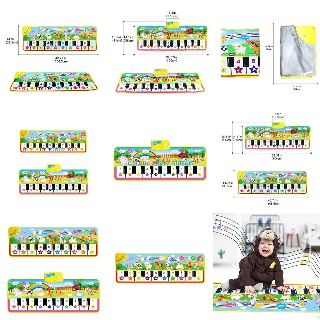 090B لعبة الموسيقى التفاعلية لوحة المفاتيح لعبة تطوير حسية للأطفال مع صوت الحيوان