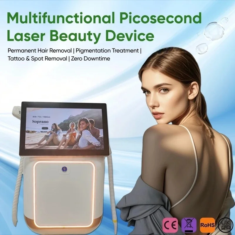 All-in-one beauty device for permanent hair removal and pigment treatment, tattoo removal and