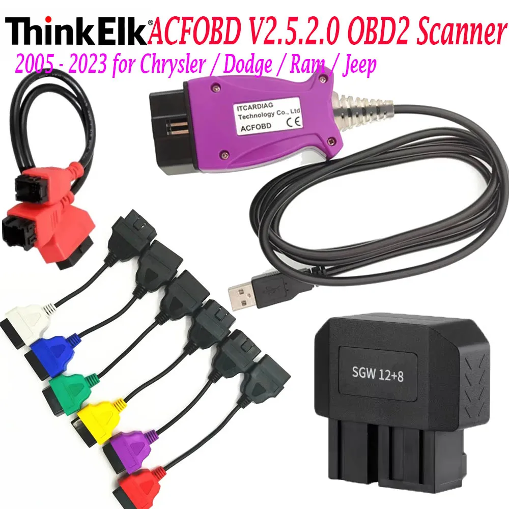 ACFOBD FULL SET  V2.5.2.0 1994 - 2023 for Fiat / for Alfa Romeo / for Lancia OBD2 Scanner Lonsdor SGW 12+8 Specialized Adapter