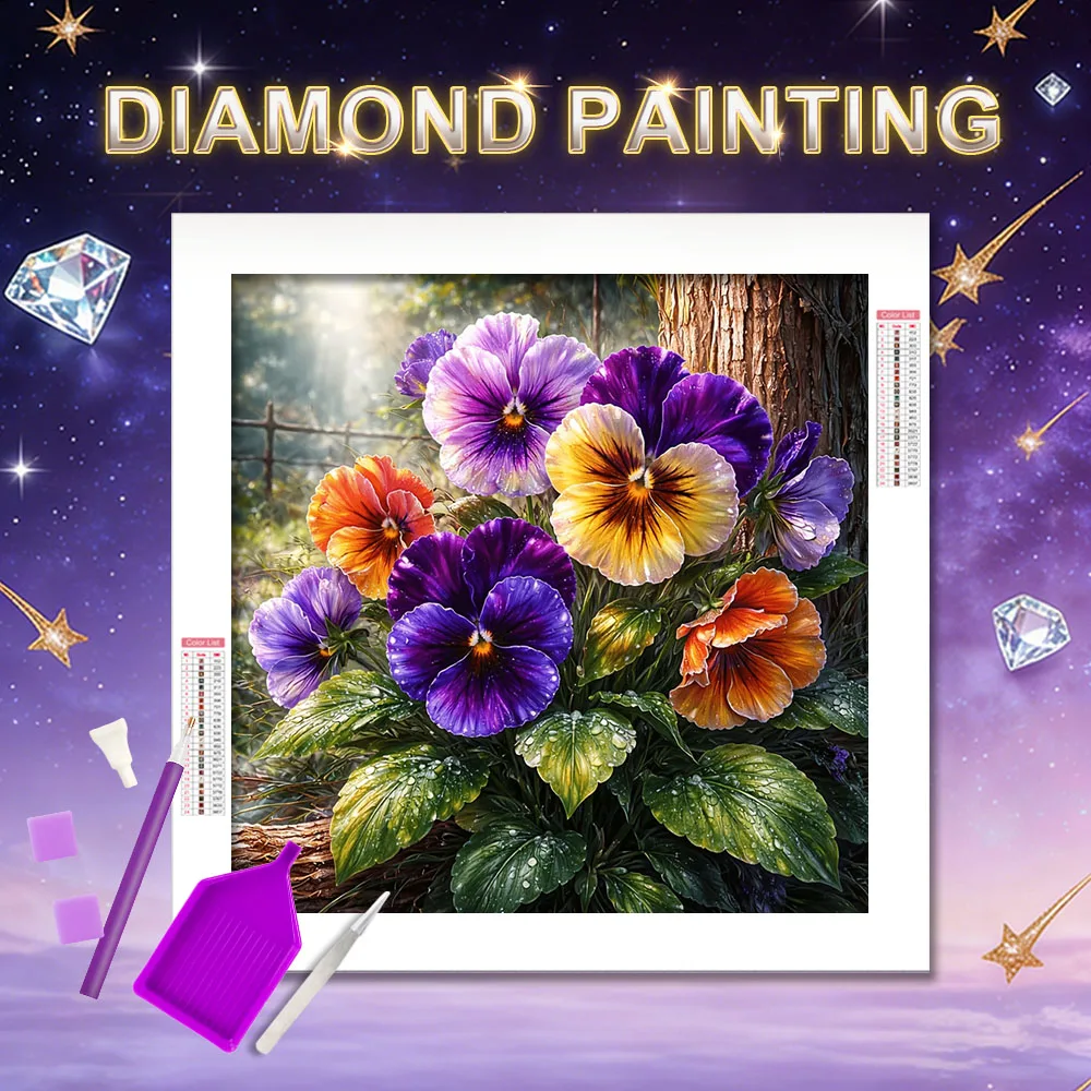 HUACAN Diamond Mosaic Kits Orchid Flower Handicrafts Diy Gift Diamond Painting Floral Home Living Room Art Craft