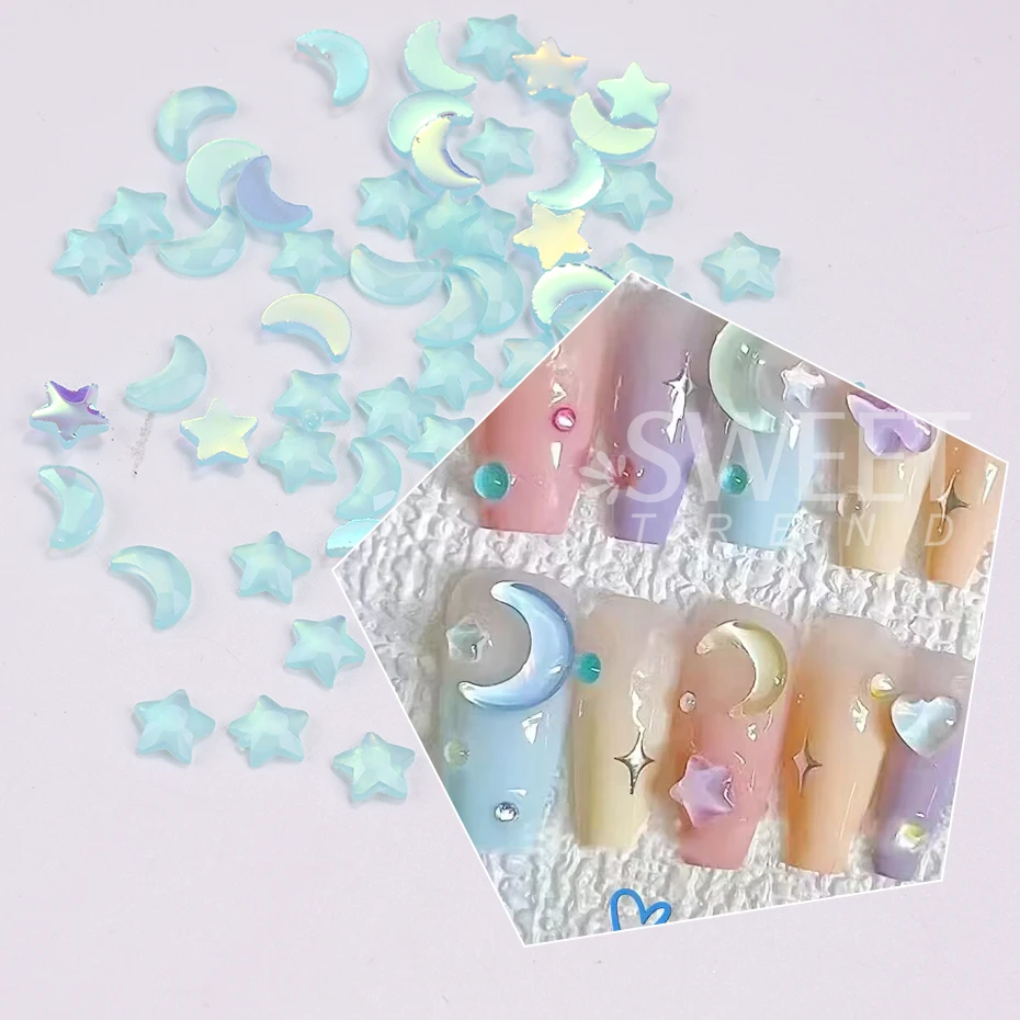 Mixed Size Aurora Star Shape Nail Charms Diamonds Resin Love Jewelry DIY 3D Nails Art Accessories Crystal Manicure Decoration