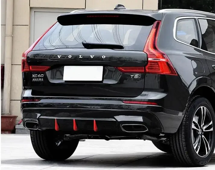 ABS Carbon Fiber Rear Bumper Trunk Diffuser Spoiler Cover For  VOLVO XC60 2018 2019 2020 2021 2022