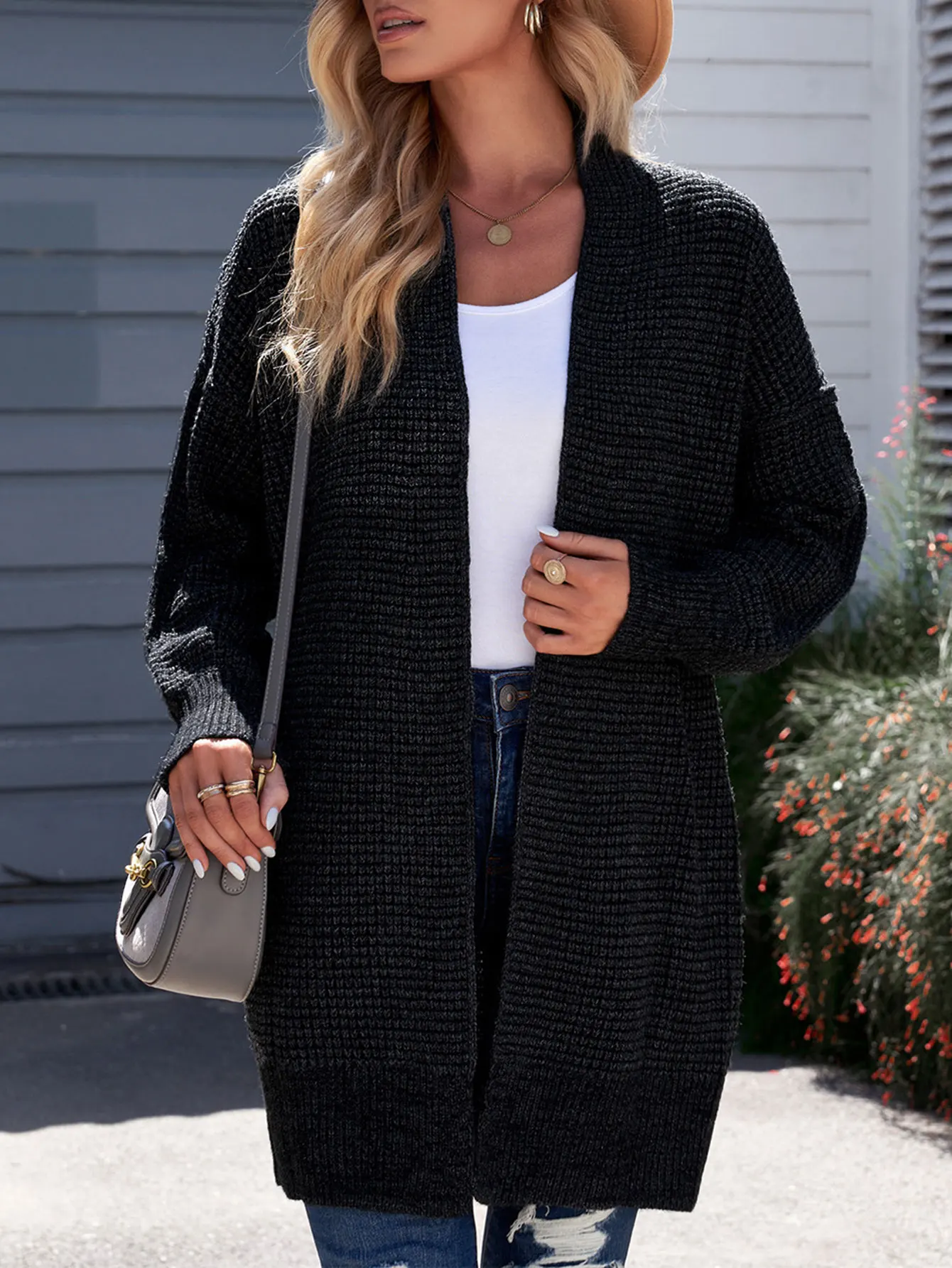 

Women's Long Sleeve Cardigans Fashion Comfortable Open Front Plain Texture Daily Wear Autumn Winter Outerwear