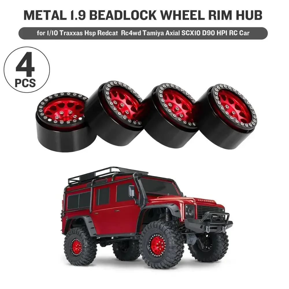 4 pçs metal 1.9 beadlock roda aro hub para 1/10 trxs hsp redcat rc4wd tamiya axial scx10 d90 hpi rc carro peça de reposição