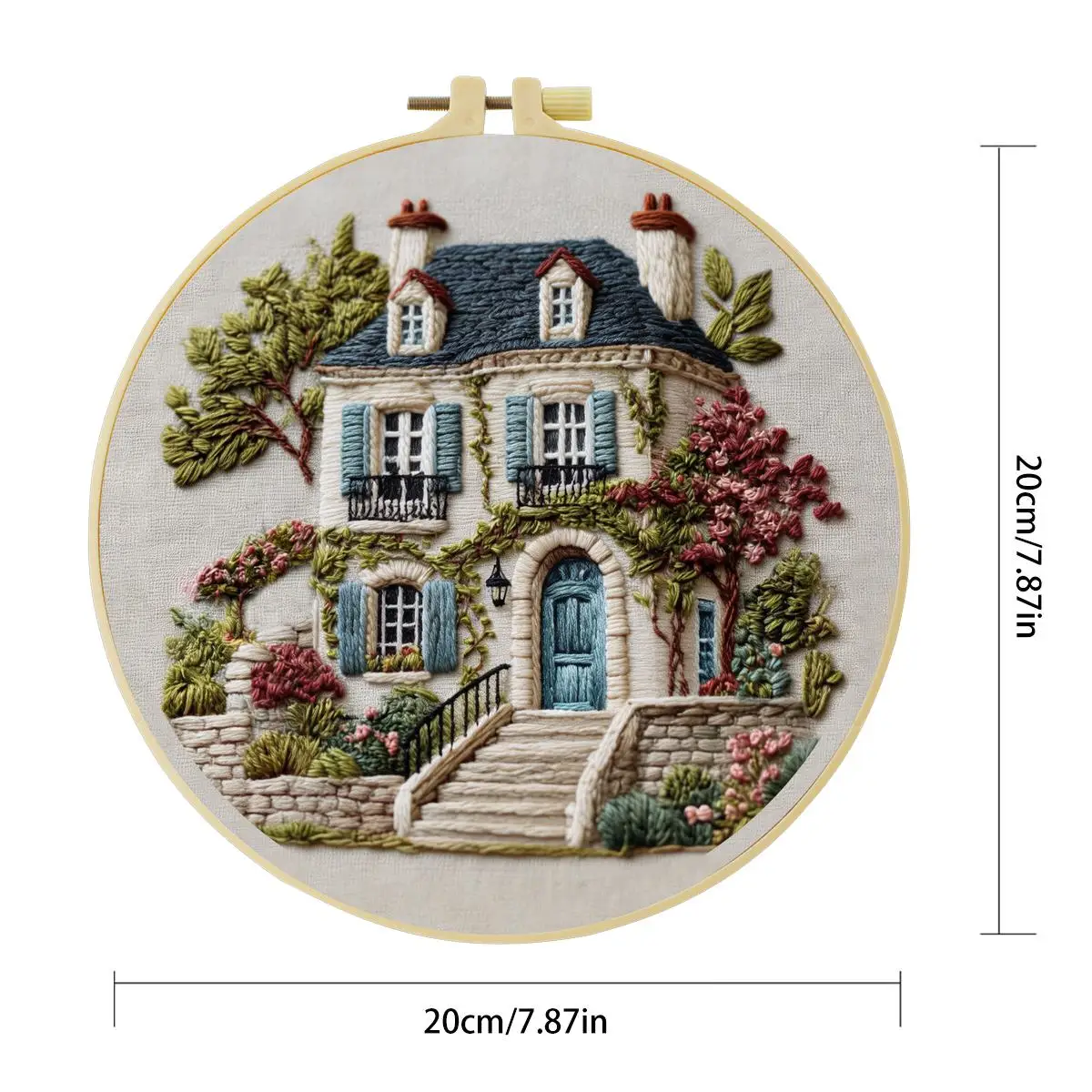 1 Stück 20X20CM/15X15CM 7,87/6,3 Zoll Großes Haus Stickerei Starter-Kit DIY-Kit DIY-Stickerei-Set Handarbeiten Malerei – Detail 3