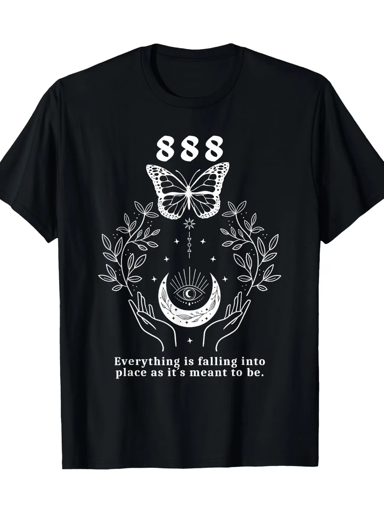 Angel Number 888 Graphic T Shirt Men Women Streetwear Tops Gothic Butterfly Moon Celestial Aesthetic Short Sleeve Tee Oversized