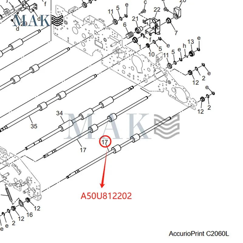 A50U812202 ADU Conveying Roller/Right for KONICA MINOLTA Bizhub C1060 C1070L C2060 C2070 C3070 C3080 Right Duplex Adu Conveying