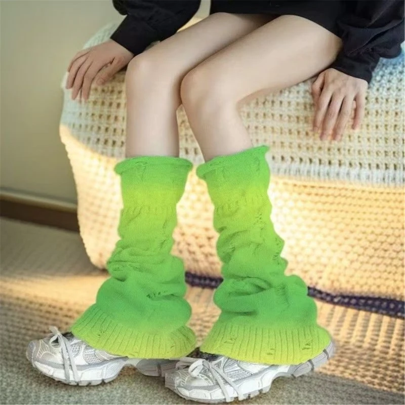 

E15F Trendy Distressed Hole Leg Warmers Y2K Women Girls Harajuku Foot Cover Autumn Winter Foot Cover Leg Sleeves for Daily Wear