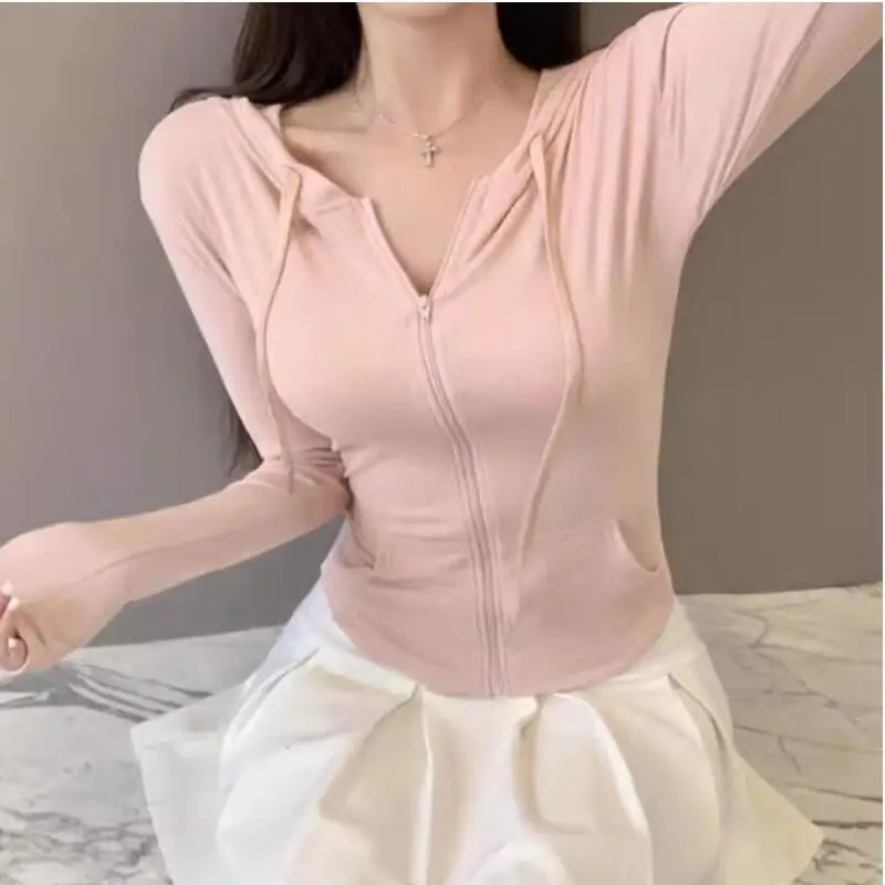 

Весенне-летняя дышащая солнцезащитная куртка с длинными рукавами и капюшоном, куртка-кардиган, тонкий спортивный топ для женщин, новый стиль