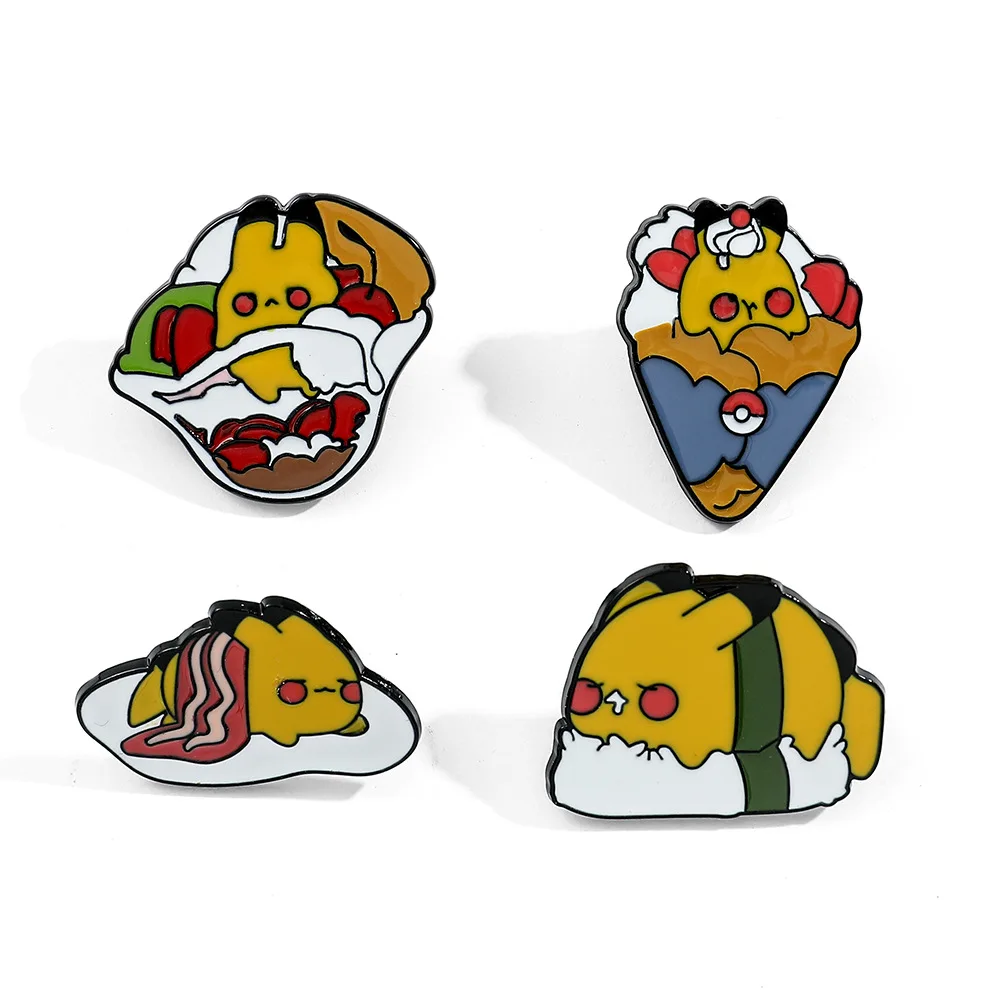 Kawaii Pikachu Food Collection Enamel Metal Brooch Badge Clothing Backpack Accessories Gift for Fans