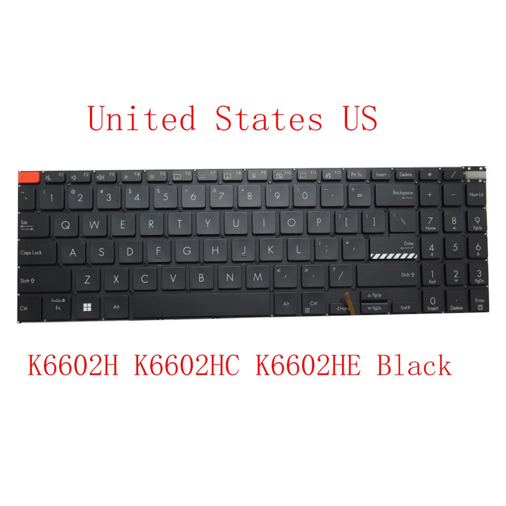 

Клавиатура для ноутбука ASUS Vivobook Pro 16, OLED K6602H K6602HC K6602HE US\RU, черный US\BG, серебристый, без рамки с подсветкой
