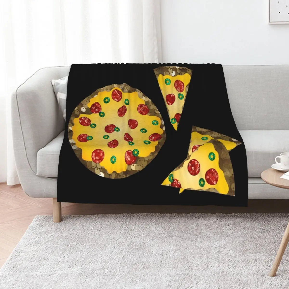 sequin print pizza Throw Blanket Sofa Sleeping Bag halloween Decorative Beds Vintage Fashion Sofas Blankets