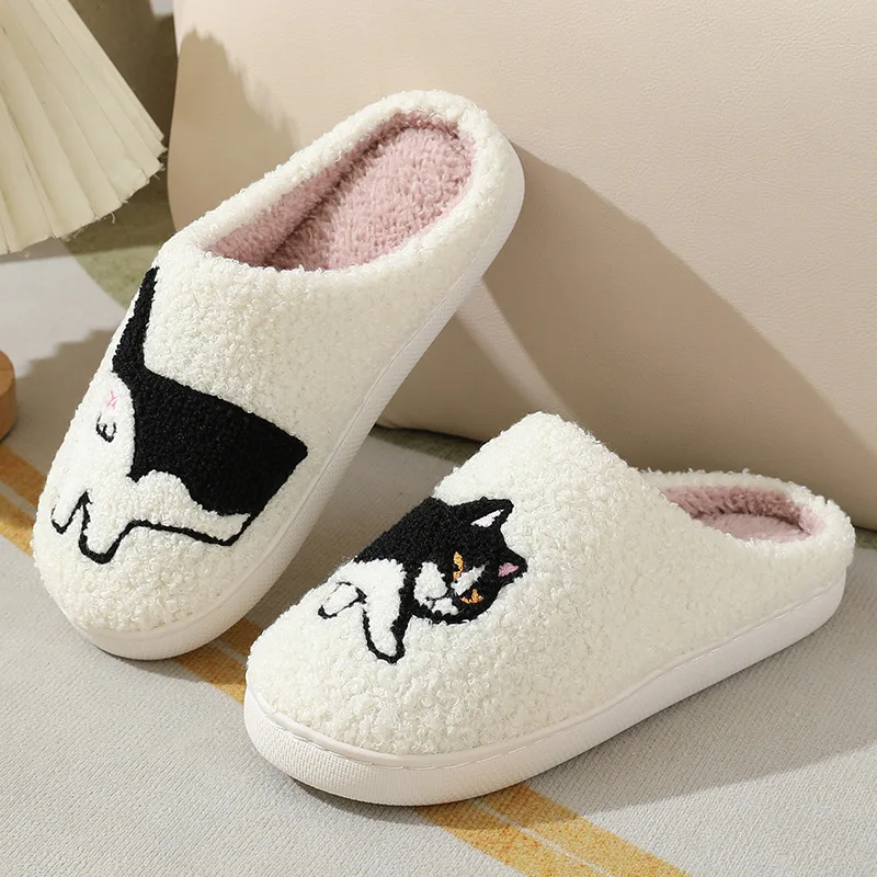 الشتاء أفخم لطيف الألماني التطريز النعال المنزل النساء داخلي كتم الدافئة عدم الانزلاق شبشب منزل زوجين أحذية قطنية #2