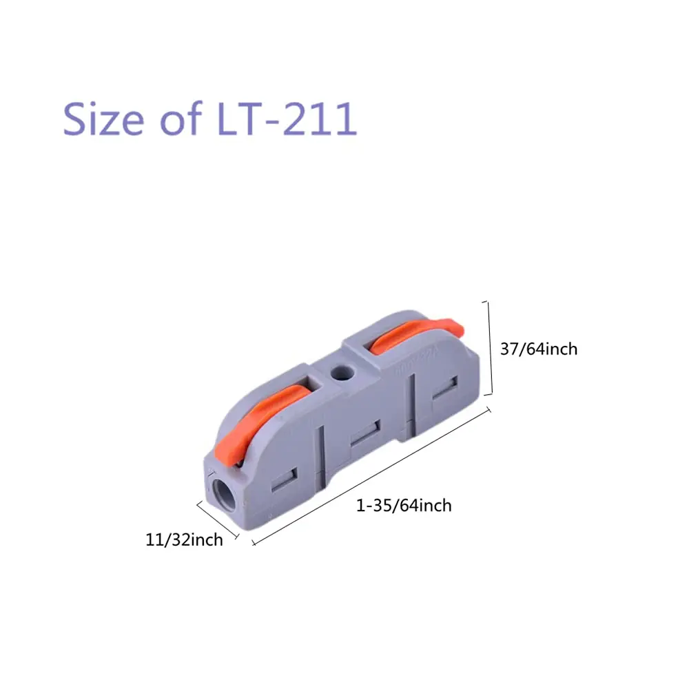 موصل سلك رافعة للتوصيل السريع ، موصل سلكي في الخط ، محطة طرفية مدمجة معزولة ، 28-12 AWG ، 1 إلى 1 ، 50 #2
