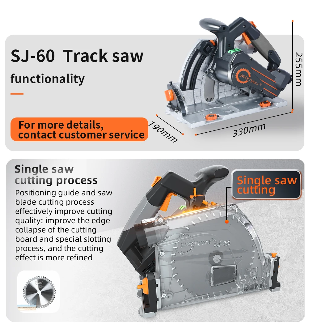 

Saw Source Brushless Motor Track Saw SJ-60 New Electric Drywall Dust-free Saw