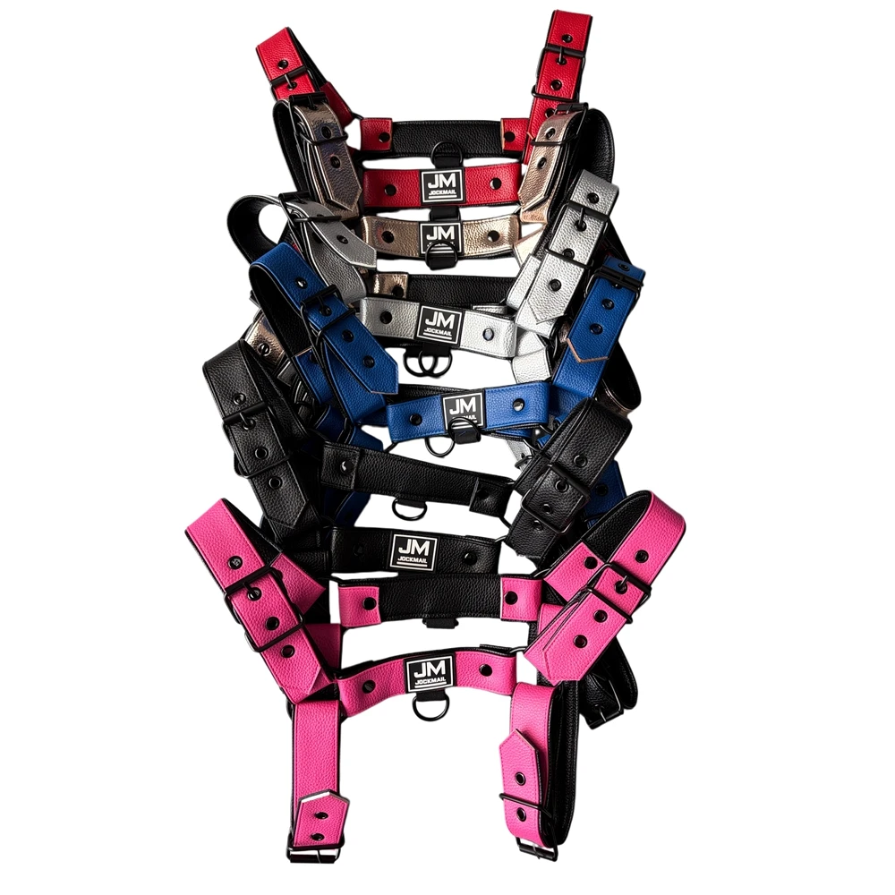 JOCKMAIL Muscle Men Harness Shoulder Strap Tank Top Jockstrap Two Piece Bodysuit  Lingerie Sets PU  Adjust  Athletic Supporters